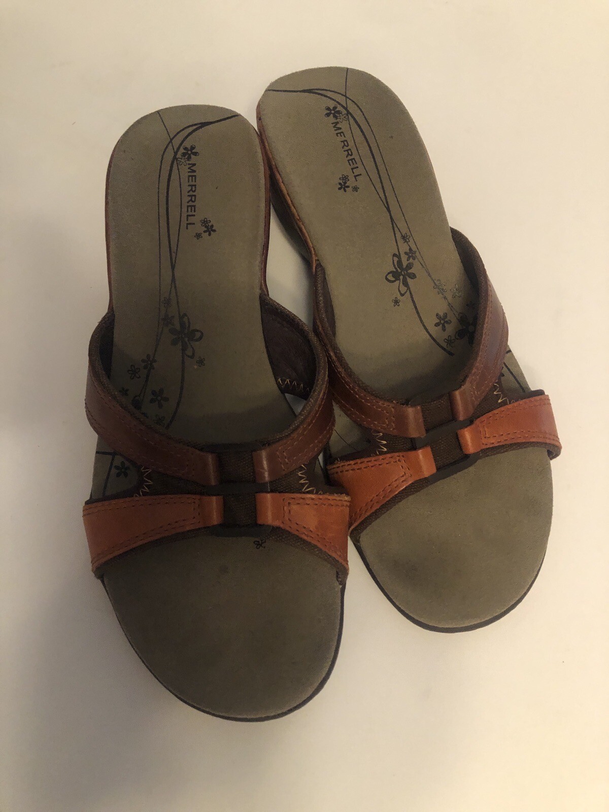 Sandali da donna MERRELL Dewberry marrone mule tacco a scorrimento taglia 8 suola Vibram