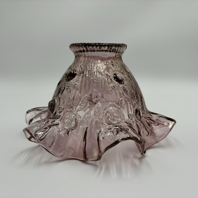Vintage Fenton Iridescent Dusty Pink Cabbage Rose Glass Fairy Lamp