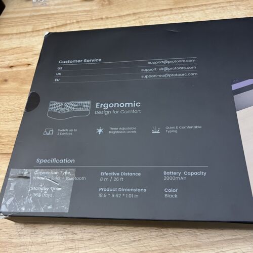 ProtoArc - EK01 Plus Backlit Wireless Ergonomic Workspace Keyboard - Picture 3 of 12