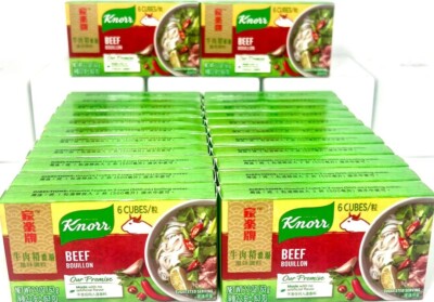 Knorr Beef Flavor Bouillon Cube 2.2oz x 6 Cubes ( Pack of 24 )~10/15/2027