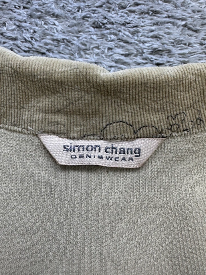 Simon Chang 夹克女式 10 棕褐色灯芯绒花卉装饰内衬西式外套 Y2K — 第 3/4 张图片