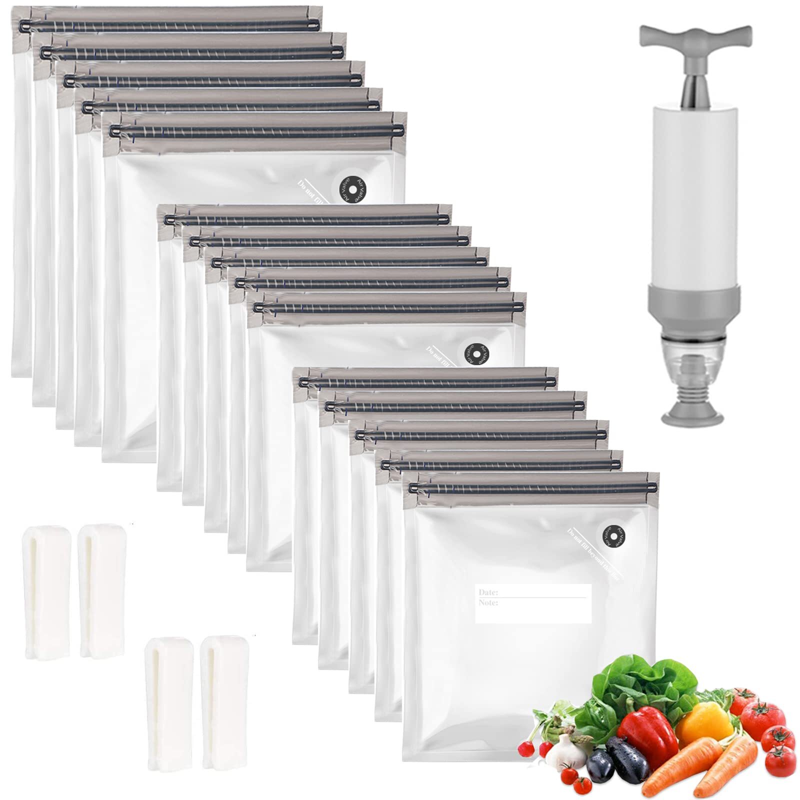 Sous Vide Bags 20pack Reusable Vacuum Food Storage Bags With 3 Sizes Vacuum Food