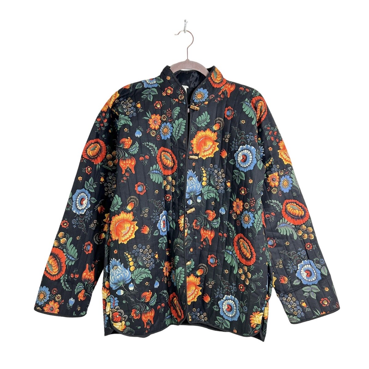 【Vintage】flower jacket Vintage Wildflower Floral Botanical Quilted Togggle Jacket