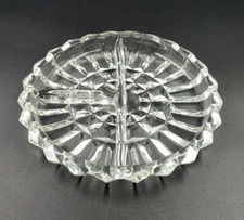 3 Section Divided Clear Glass Serving Dish Relish Tray Candy Nut Dish 7" Food