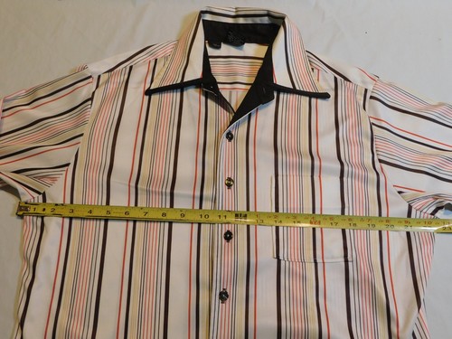 DISCO SHIRT VTG 70s ROCKABILLY HIPSTER HIPPIE STRIPE JOEL DAGGER COLLAR MENS L - Picture 5 of 12