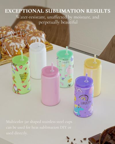 Glass Cups with Lids and Straws, 16oz Stainless Steels Cups, Beer Cups, Iced ... - Picture 5 of 7