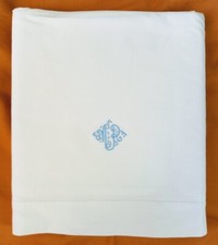 Antico LENZUOLO MATRIMONIALE LINO/MISTO LINO - iniziali " MR" - 230 x 224 cm