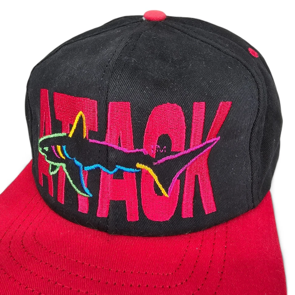 Gorra de cuero vintage con tirantes Greg Norman Shark Attack Golf bordada roja Foto 3 de 4