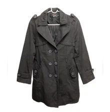 Vtg 90s Women Trench Coat Jacket Double Breasted Grunge Casual Whimsigoth Winter