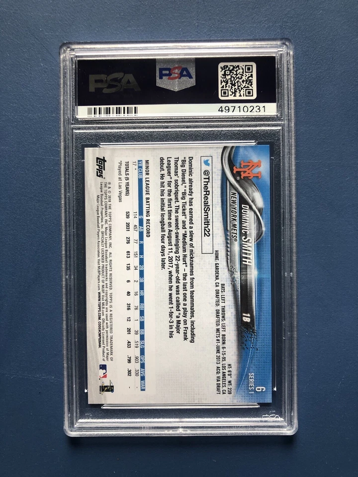 2018 Topps Dominic Smith #6 Celebrando SSP PSA 9 MINT Foto 2 de 2