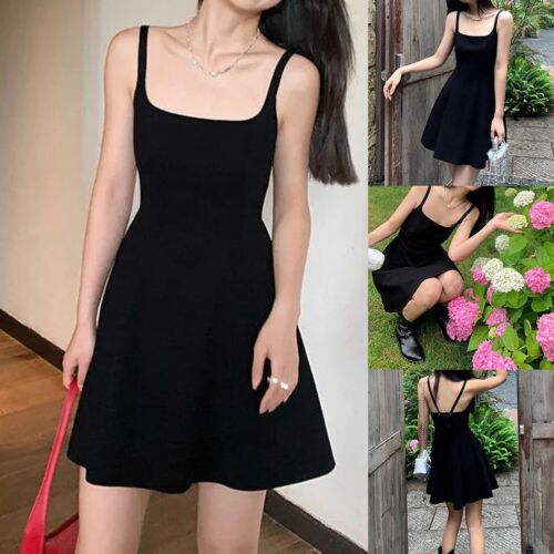 A-line Simple Dress Polyester Spaghetti Strap Stitching Elegant Fashion - Picture 1 of 29