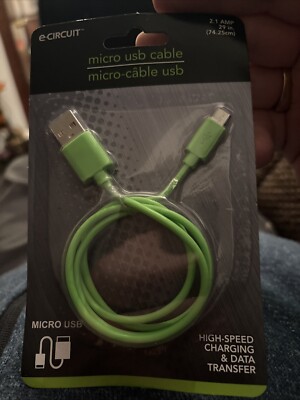 E-Circuit * Micro USB Charging Cable * 2.1 AMP * 39'' in (99 cm) Green or Black