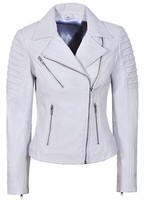 Damen & Frauen WeißE Lederjacke Designer Echtes Leder Biker Mantel Jacke