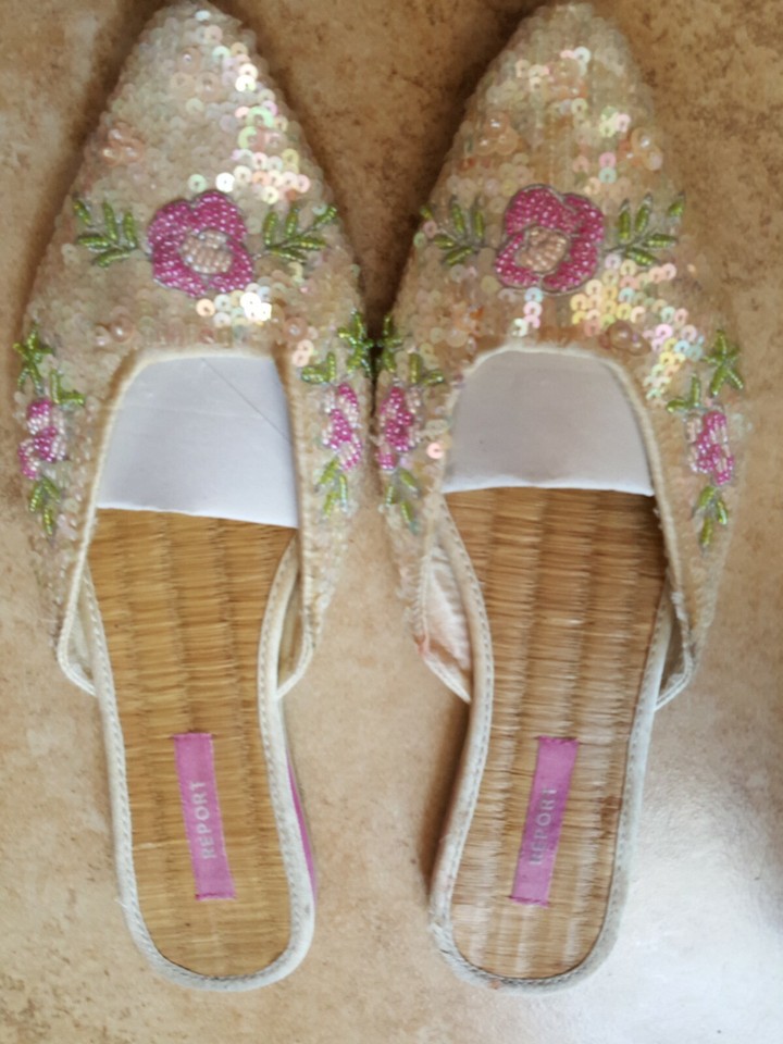 Floral Beadwork Seven Clans White Slip On main image 1