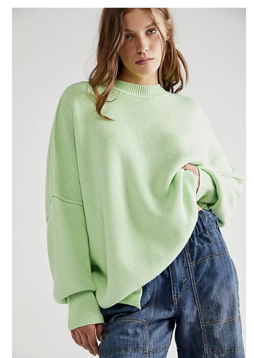 Free People Womens Easy Street Ribbed Knit Tunic Sweater Top
