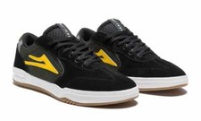 Lakai Skateboard Shoes Atlantic Black/Gold Suede Mens