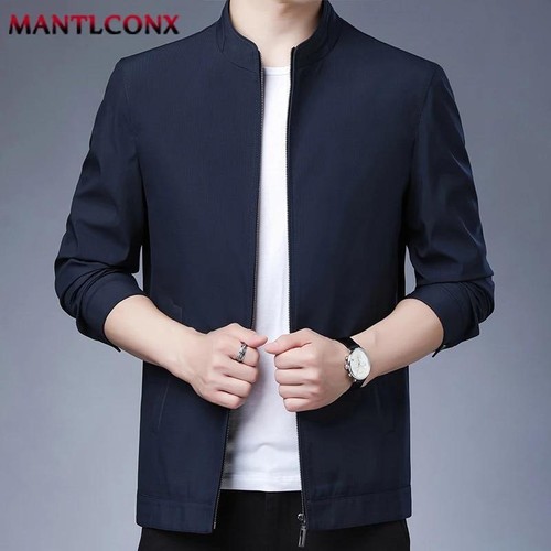 Casual Business Autumn Spring Jackets Outwear Top Men's Zipper Lapel Collar Coat - Picture 3 of 17