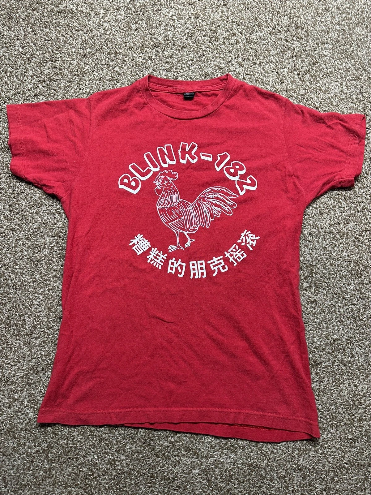 BLINK-182 TRY OUR SPICY COCK SAUCE BAND Small T-SHIRT Rooster Y2K Rock Tee Punk