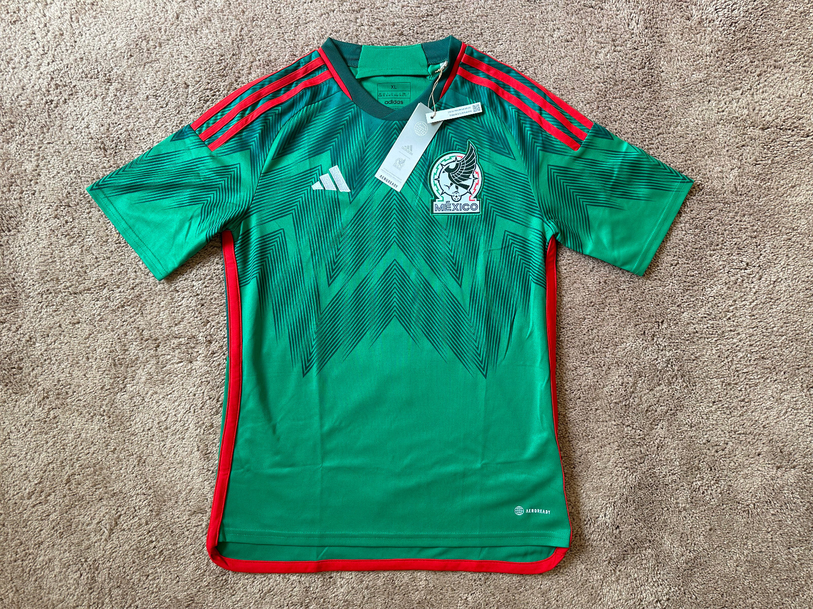 Mexico World Cup 2022 Adidas Home Jersey - Size XL Vivid Green