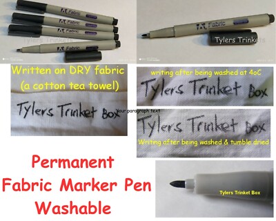 Fabric Marker Pen Fine Tip Permanent Washable Black Laundry Name Tag  Uniform UK