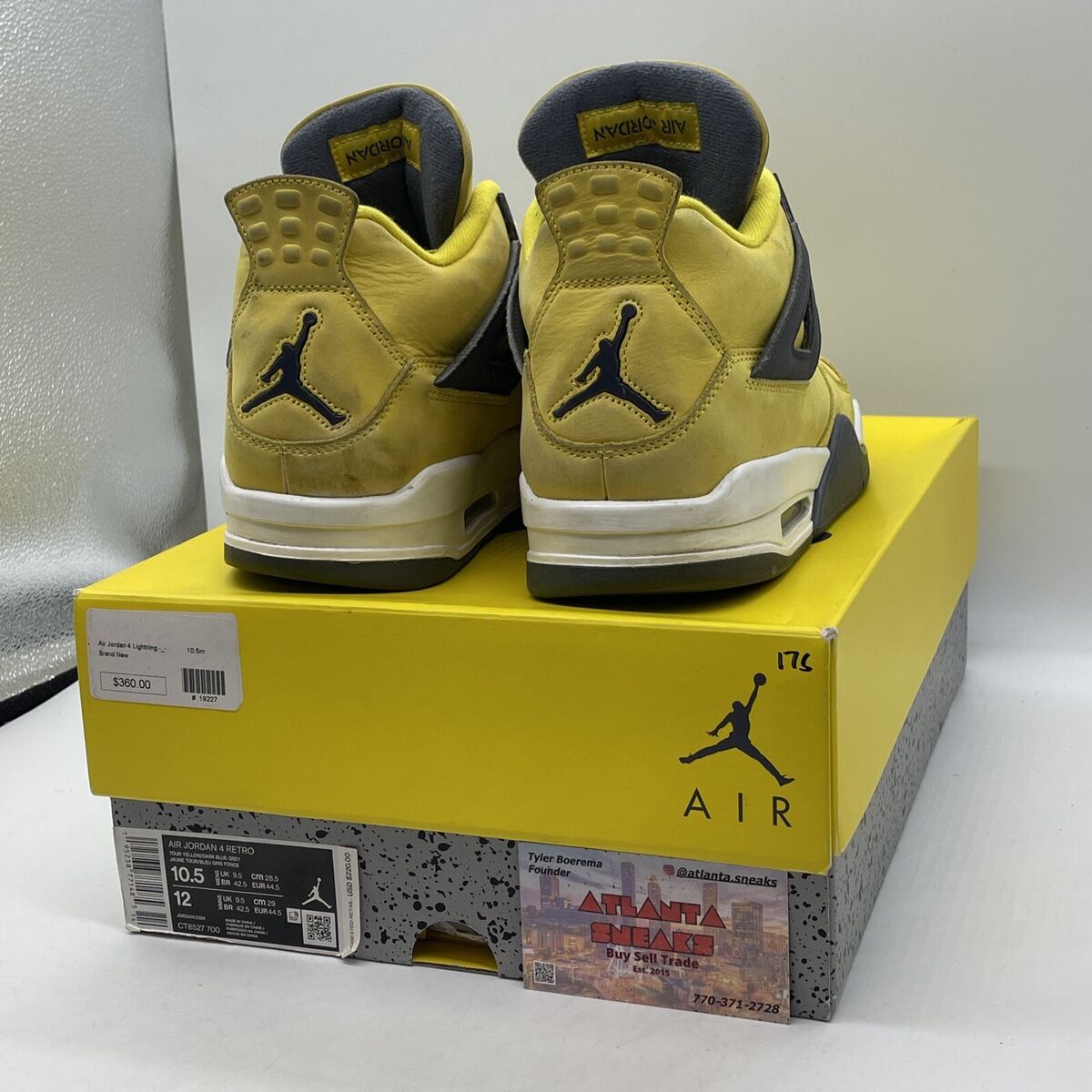 Size 10.5 - Jordan 4 Retro Mid Lightning Yellow Grey Suede Size 10.5 - Jordan 4 Retro Mid Lightning Yellow Grey Suede