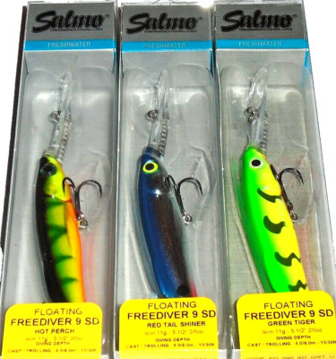 Salmo 9SD Freediver Crankbaits (Lot of 3                        -FD9-1-3.5'')