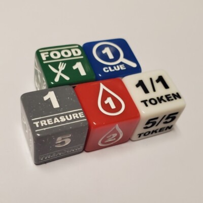 Essential MTG Token Dice Set (Treasure, Clue, Food, Blood & Creature Dice)