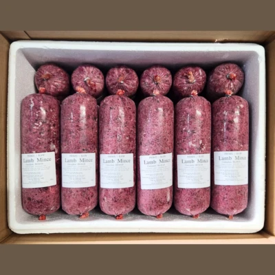 LAMB MINCE | PRIME FROZEN RAW DOG FOOD | 30 ROLLS 454g 80:10:10 COMPLETE 14KG