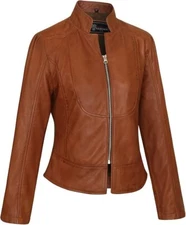 Vance Leather' 'Maya' Ladies Premium Soft Lightweight Black Fitted Leather Jacke