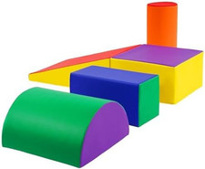 Soft Climbing Toys Indoor - 5 PC Foam Climbing Blocks, PU Leather Gym Climb and