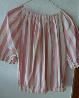 ODEEH Damenbluse Gr. 36, reine Baumwolle,  Rosa/Cremeweiß, Streifen, wie neu