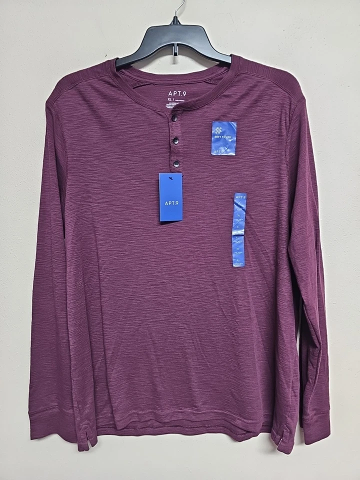 Suéter masculino de malha mistura de algodão cor borgonha gola redonda macio novo com etiquetas Apt9. Tamanho XL - Imagem 3 de 4