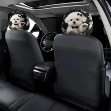 2pcs, Cute Dog Bow Tie Printed Car Headrest Covers, Interior Decoration Decor