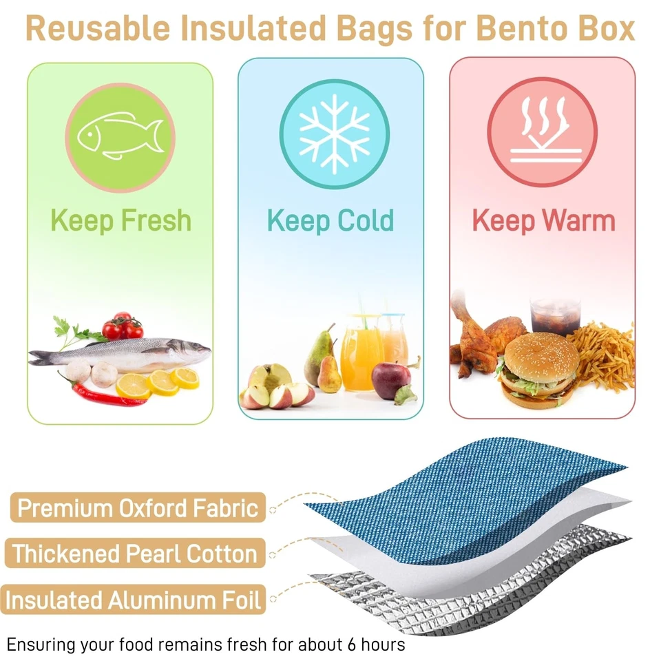 12 Pack Lunch Bags Bulk, Reusable Insulated Bag for Bento Box, Large Tote Lun... - Image 3 of 4