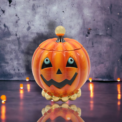 10'' Pumpkin Cookie Jar Halloween Decor  *SHIPS WITHIN 10 DAYS*