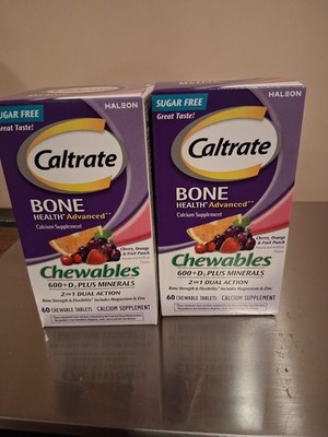 2PK Caltrate 600+D3 Plus Minerals, Mixed Fruit 60 Chewable Tablets Health