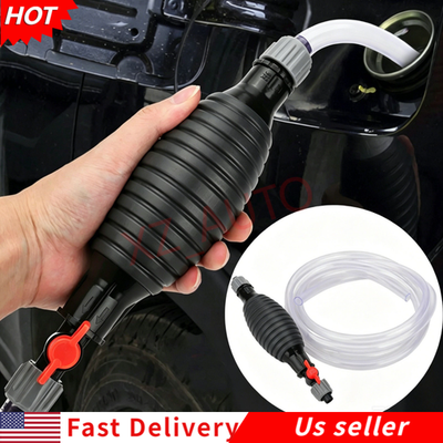 #ad #ad 9.8Ft Siphon Hose Transfer Hand Pump With Flow Valve For Gasoline Oil Water Fuel $11.99