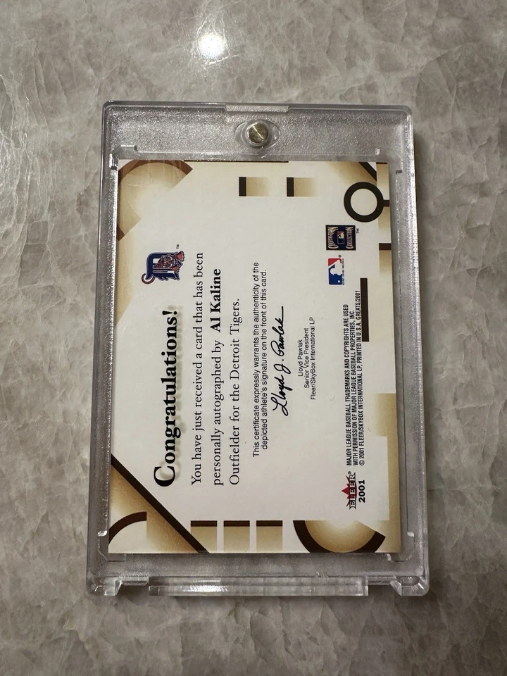 Fleer Greats of the Game 2001 autógrafos Al Kaline en tarjeta automática Tigres Salón de la fama MLB Foto 4 de 4