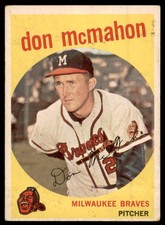 1959 Topps #3 DON McMAHON Milwaukee Braves VGEX