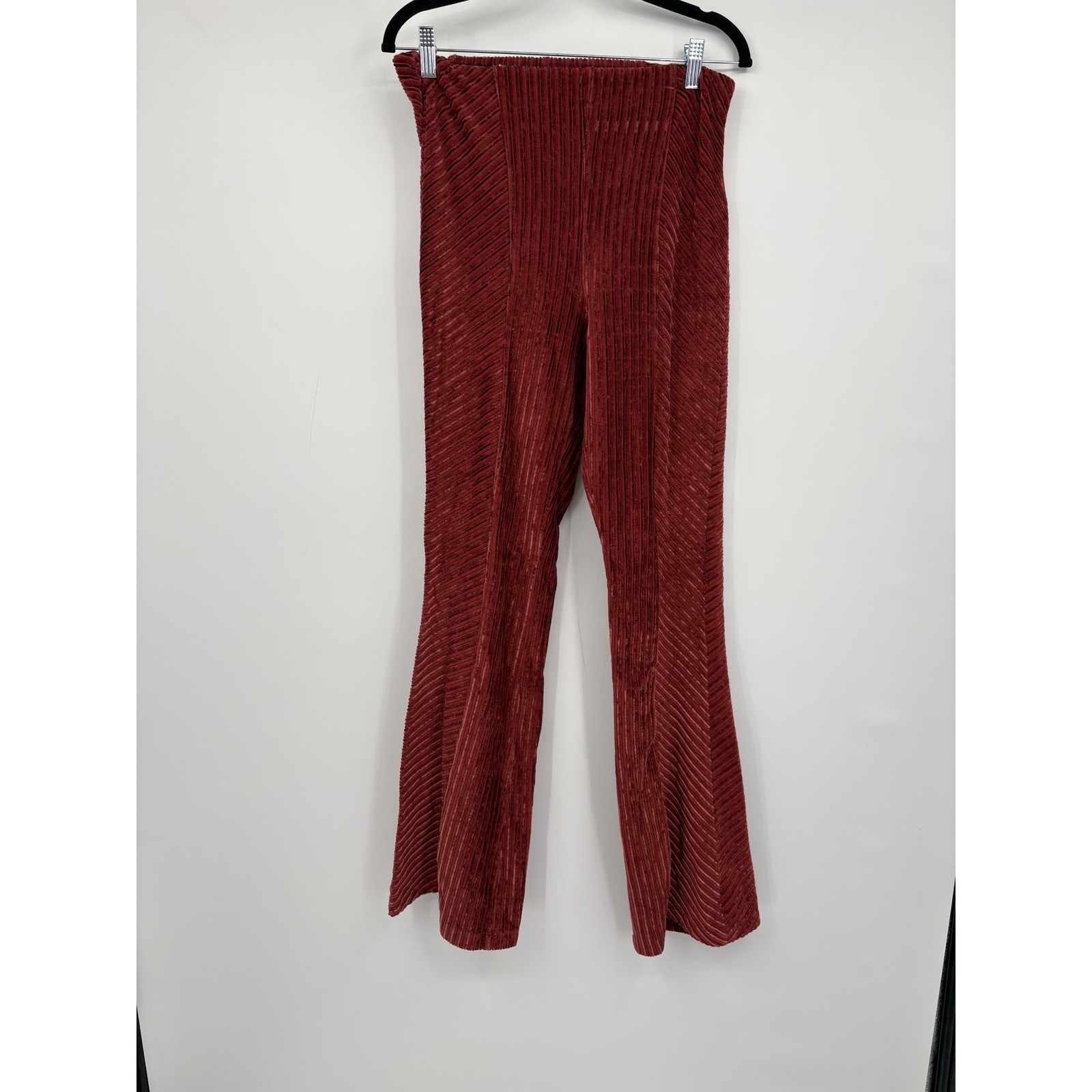 Free People Slim Slim Corduroy Flare Pants Rust Red Ribbed Womens Size M