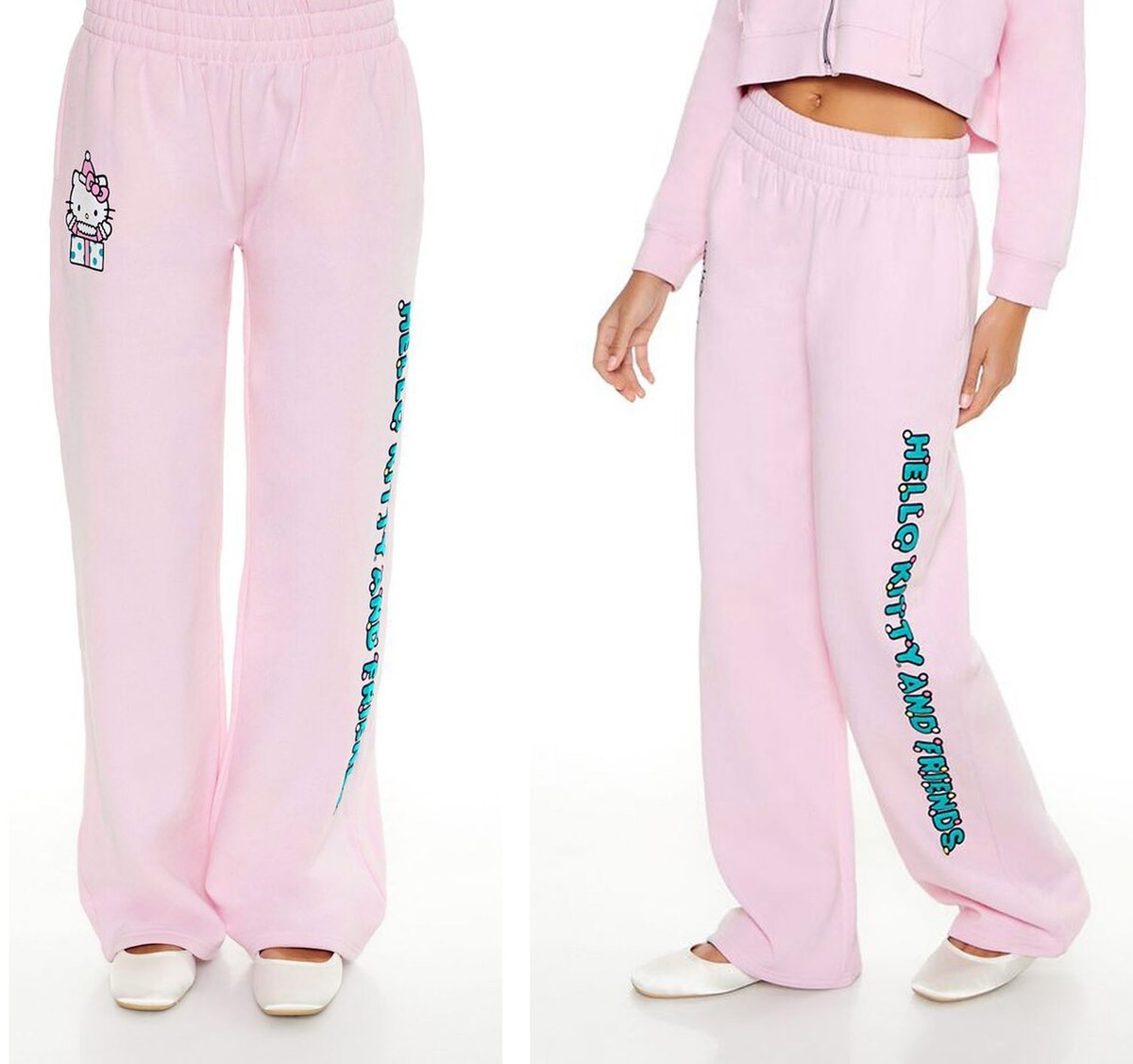 NEW HeLLO KiTTY x FoReVeR 21 Pink Christmas Sweat Pants Jogger