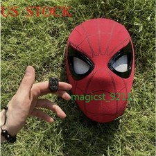US Stock Spider-Man Mask Helmet Eyes Movable Ring Remote Control Cosplay Prop