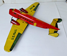 Vintage 1930s Marx Tin TWA U.S.Mail Plane Windup Twin Engine Airplane Toy