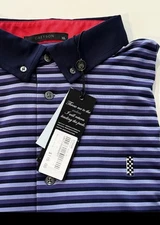 The Bridge Golf Club Greyson Blue Striped Performance Polo XL Hamptons NWT