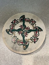 8” Celtic Bodhran Waltons Percussion Irish Hand Drum Vintage Colorful With Tag