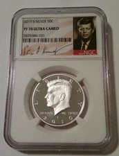 2010 S Silver Kennedy Half Dollar Proof PF70 UC NGC Portrait Label