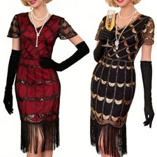 Cocktail Dresses 1920s Flapper Dress Gatsby Dress V Neck Fringe Mini Dress