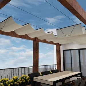 4' x 12' Retractable Sun Shade Canopy Cover Sliding Wave Shade Sail for Pergo...