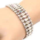 B. David Signed Aurora Borealis Rhinestone Bracelet Vintage Costume Jewelry