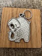 Vintage Large Metal Lucky Elephant Keychain SWIB Taiwan